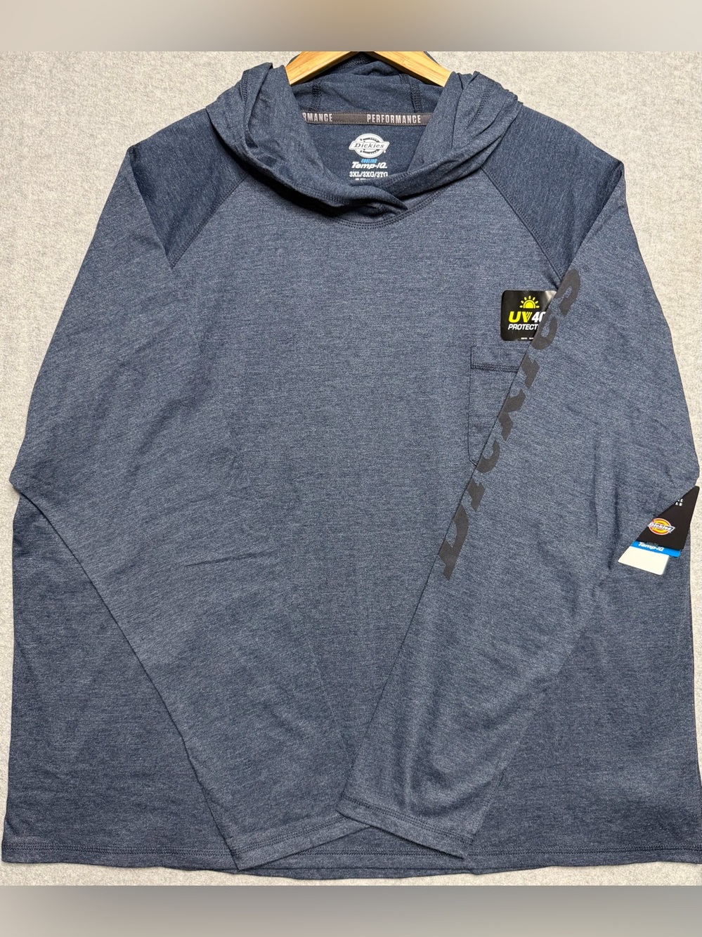 Dickies Men’s 3XL Temp-iQ Cooling UPF 40+ Hooded Sun Shirt NWT Navy